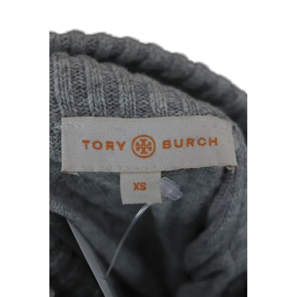 Tory Burch Womens Pullover Mock Neck Gray Long Sleeve Size XS